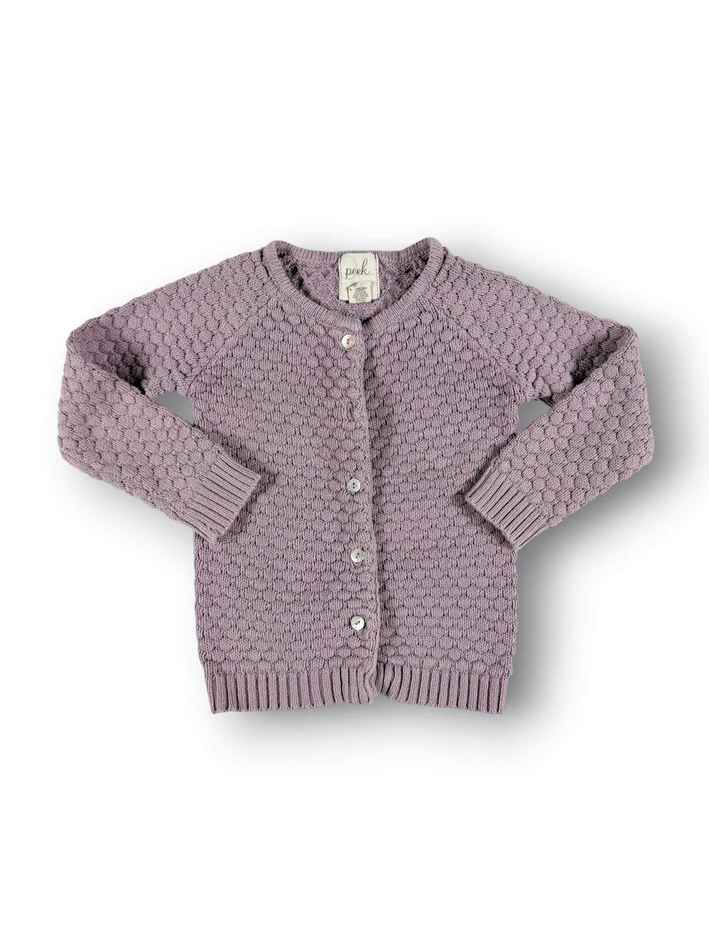 Peek Little Peanut Textured Knit Cardigan Lavender Size 18–24 Months